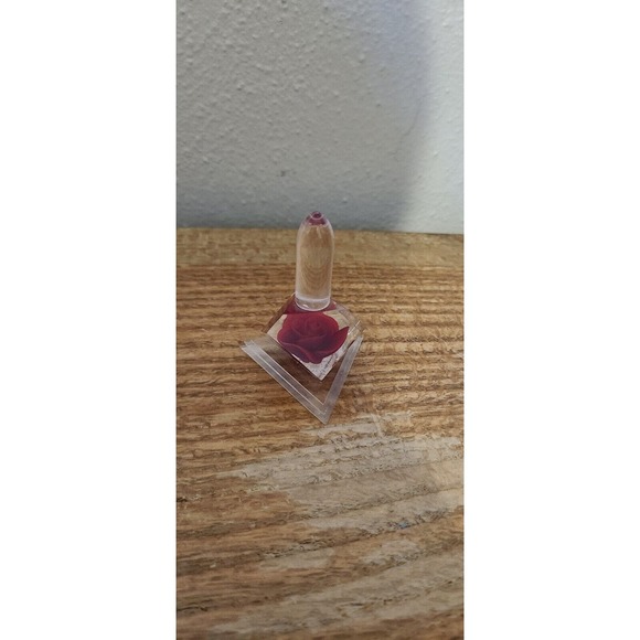 Vintage Lucite Pink Rose Ring Holder - Picture 2 of 5
